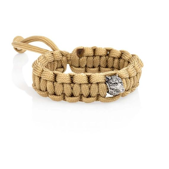 Браслет с шармом Волк из мельхиора - армейский паракорд, вид 2