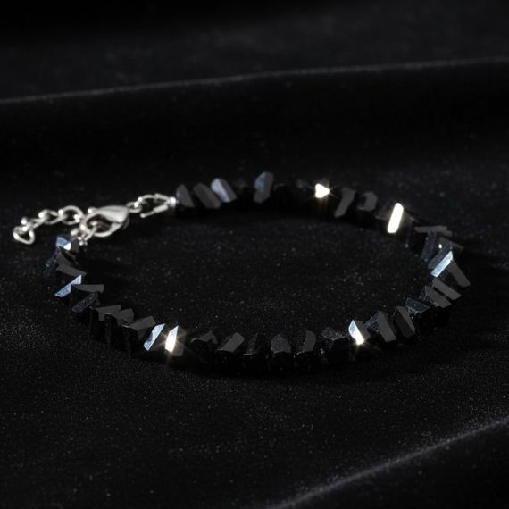 Браслет из имитации темного хрусталя 6 мм, живое фото 2