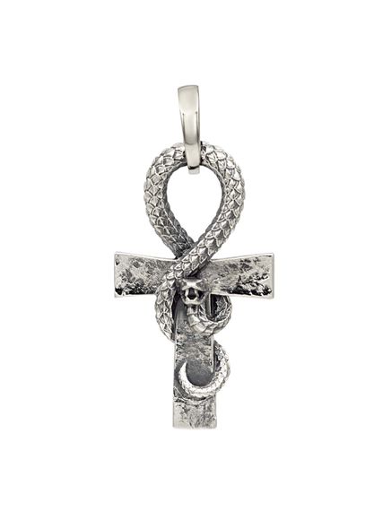 Подвеска Анкх Жизни Змей из серебра 925 пробы, фото вид анфас