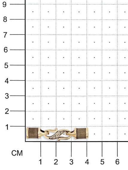 Замок для гайтана под шнур 5 мм из бронзы, вид на размерной сетке.