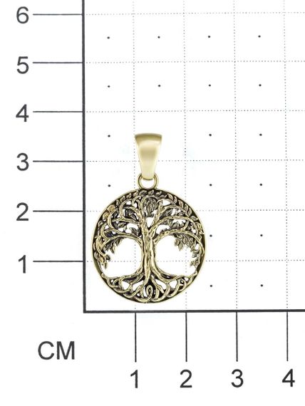 Фото древо жизни Иггдрасиль подвеска из бронзы вид на размерной сетке.