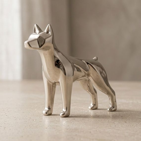 Статуэтка Доберман - фигурка в виде собаки из бронзы с никелевым покрытием