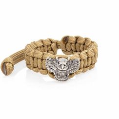 Браслет с шармом Сова из мельхиора - армейский паракорд