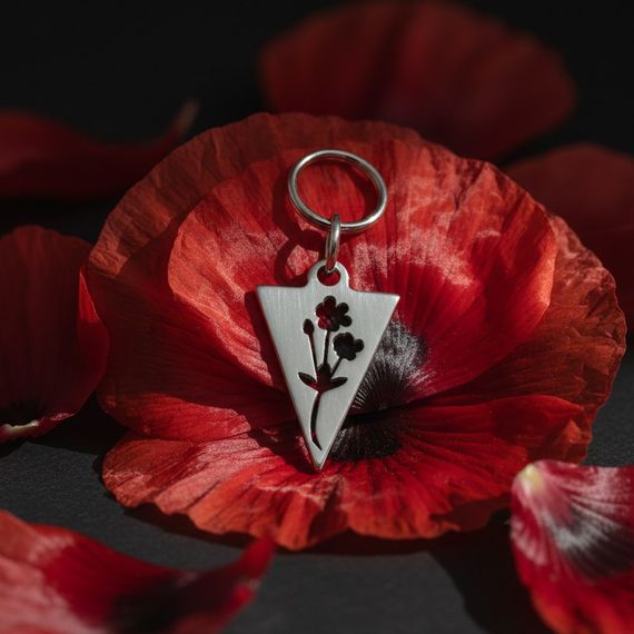 Треугольник с цветком - подвеска на серьги из серебра 925 пробы, живое фото 2