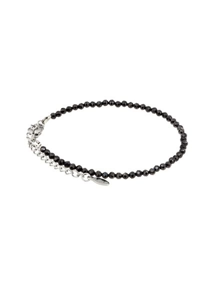 Фото браслет из шпинели черной 2160/3_шпинель_черн на белом фоне сбоку