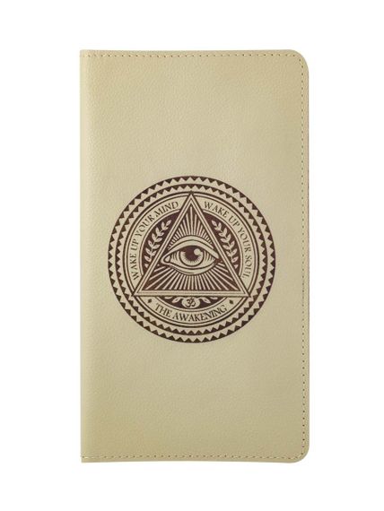 Фото функционального кошелька Всевидящее Око из молочной кожи, вид фасад.