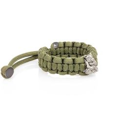 Браслет с шармом Панда из мельхиора - зеленый паракорд