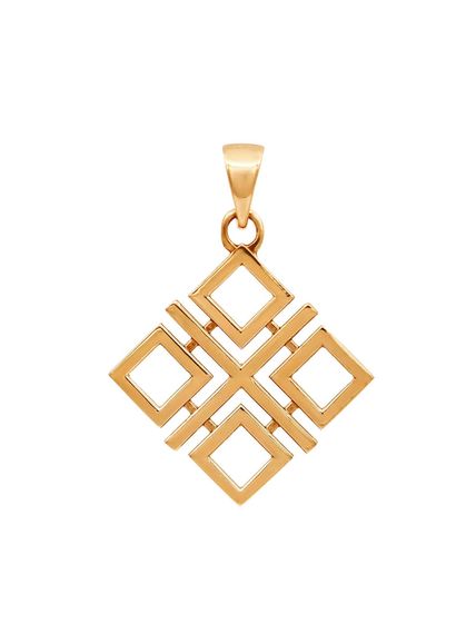 Фото Макошь оберег подвеска из серебра с позолотой, вид анфас.