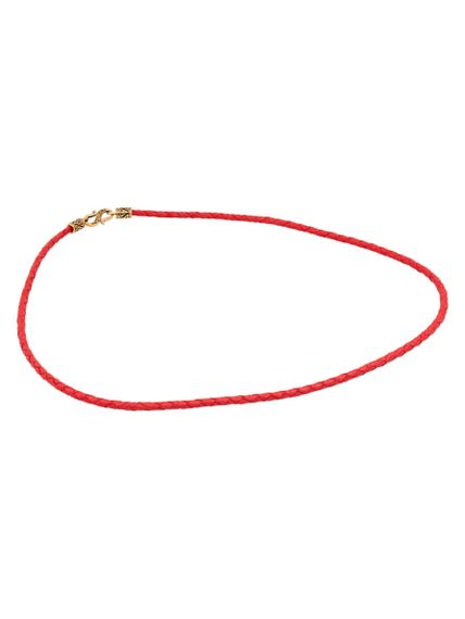 Гайтан кожаный красный 3 мм из бронзы, вид спереди