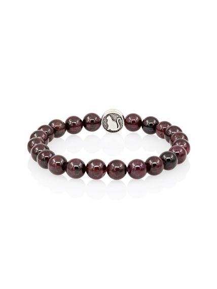 Браслет из натурального граната с шармом Кошка - Защита и благополучие, вид сзади