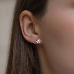Серьги-пусеты Цветок Ромашка из серебра 925 пробы