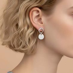 Серьги-пусеты с подвеской Круг из серебра 925 пробы