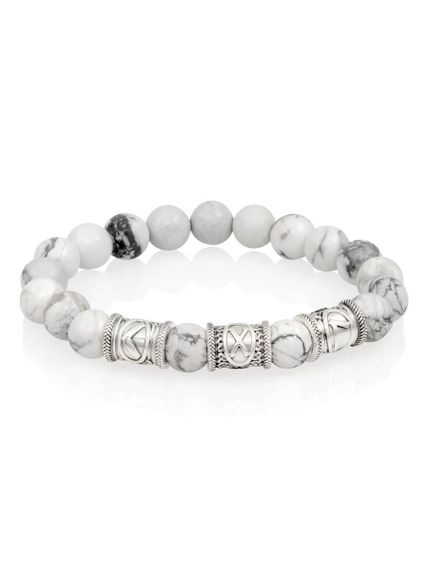 Браслет из натурального магнезита с рунами Кеназ, Гебо, Лагуз - Женская привлекательность, вид сбоку 2