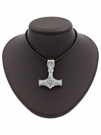 Молот Тора Мьельнир подвеска из серебра на постаменте