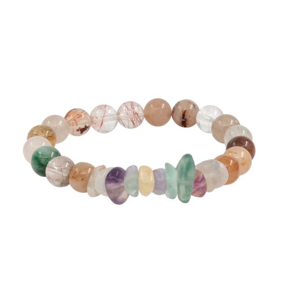 Браслет из натуральных камней кварц волосатик и флюорит, фото 1