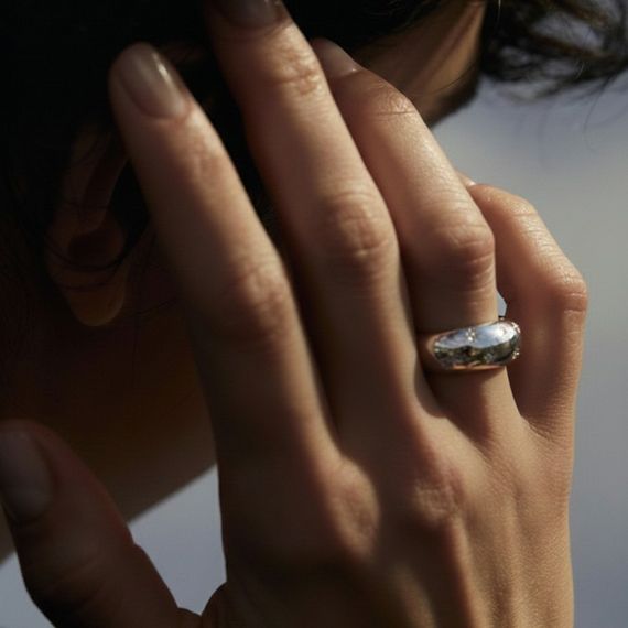 Кольцо Звезды из серебра 925 пробы с фианитами, живое фото 5