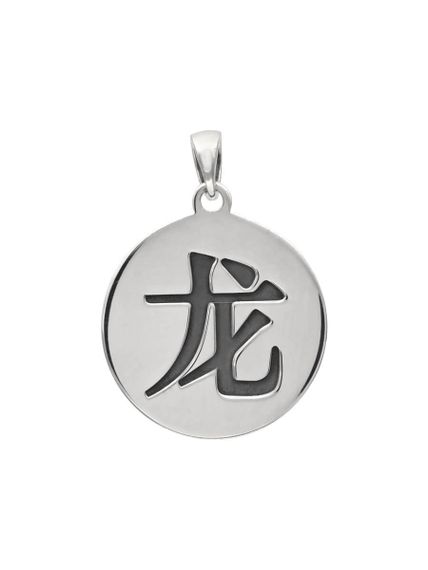 Китайский знак зодиака Дракон подвеска из серебра 925 пробы, вид сзади