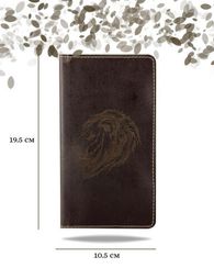 Кошелек высокий Лев темно-коричневая кожа