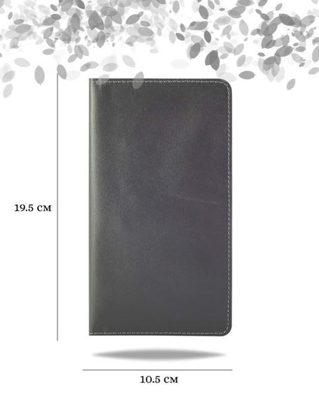 Фото функционального кошелька Классического из серой кожи хитрый лис Инфографика Размеры