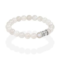 Браслет Денежный импульс из натурального лунного камня с руной Феху из мельхиора