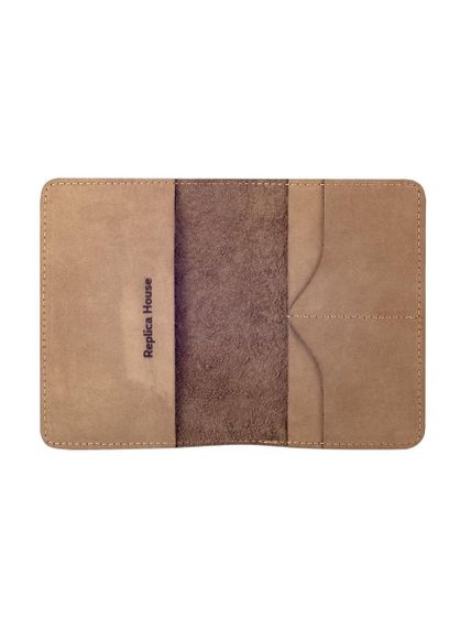 Изображение обложки для паспорта Тигр из светло коричневого нубука, в развернутом виде без наполнения.