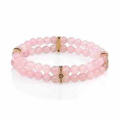 Браслет Всевидящее Око из Бронзы Двойной с розовым кварцем 6 мм