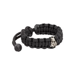 Браслет с шармом Белка из мельхиора - чёрный паракорд