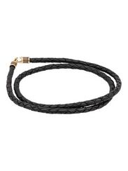 Гайтан кожаный чёрный с замком Captain Hook из бронзы