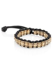 Браслет со скандинавскими рунами из бронзы на паракорде