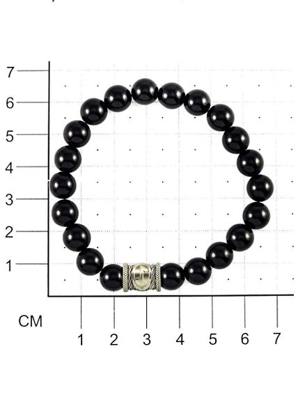 Картинка №3 браслета с бусинами из черного кварца с размерной линией