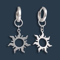 Серьги Конго 12 мм с подвеской Солнце из серебра 925