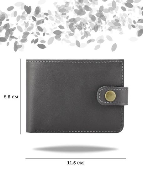 Фото функционального портмоне классического из серой кожи коала Инфографика Размеры