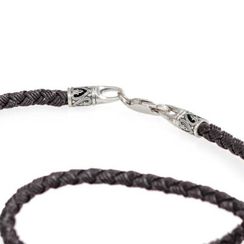 Гайтан Лоза тканевый чёрный 3 мм с замком S из серебра 925