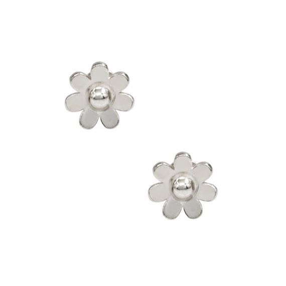 Серьги-пусеты Цветок Ромашка из серебра 925 пробы, вид 2