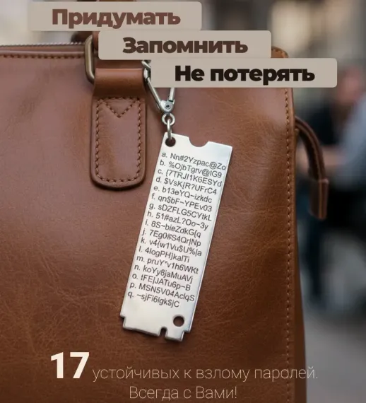 Брелок Passwords Storage - из серебра 925 пробы