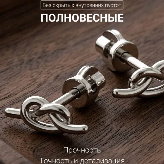 Серьги-пусеты Узелок ювелирные серебро 925, фото 3