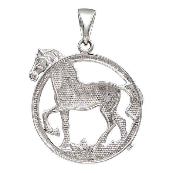 Подвеска Лошадь в круге - кулон из серебра 925 пробы, вид 3