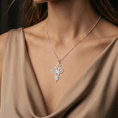 Подвеска Лотос длинный - кулон из серебра 925