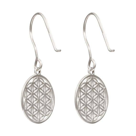 Цветок жизни - серьги из серебра, вид сзади полубоком