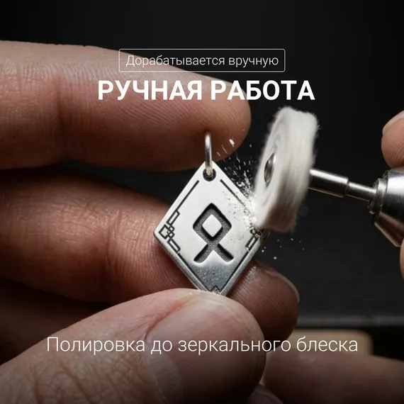 Подвеска Руна Одал - кулон из серебра 925, фото 4