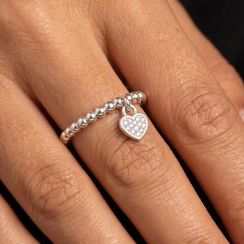 Кольцо Точки с подвеской из серебра 925 пробы с фианитами