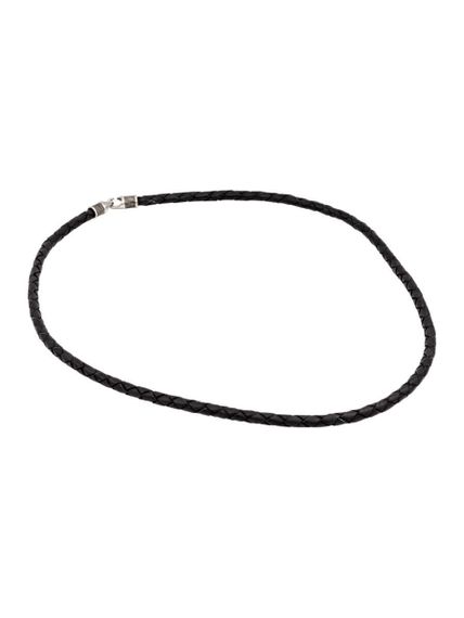 Гайтан кожаный чёрный 5 мм из мельхиора, вид спереди
