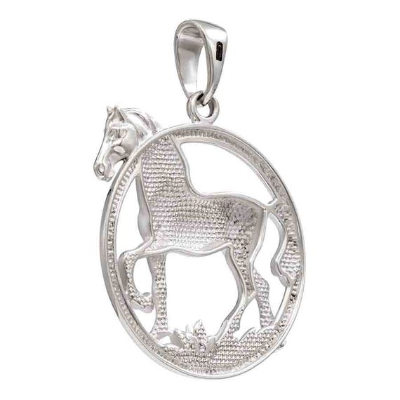 Подвеска Лошадь в круге - кулон из серебра 925 пробы, вид 4