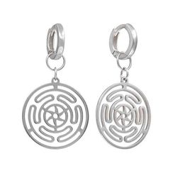 Серьги Конго 12 мм с подвеской Колесо Гекаты из серебра 925