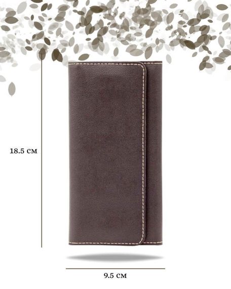 Фото функционального кошелька Классического из темно-коричневой кожи косатка Инфографика Размеры