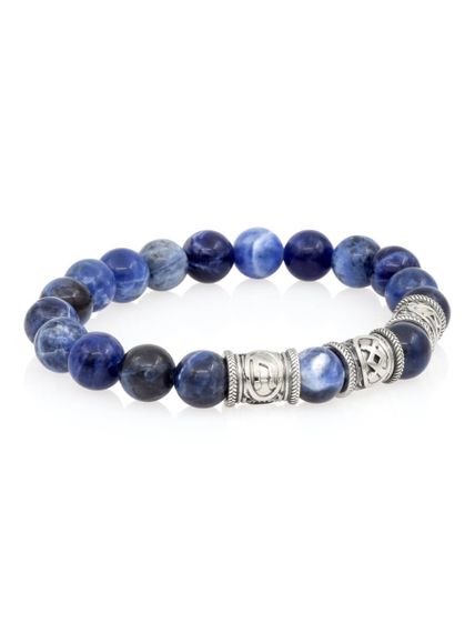 Браслет из натурального содалита с рунами Уруз, Ингуз, Беркана - Восстановление энергии, вид сбоку 1