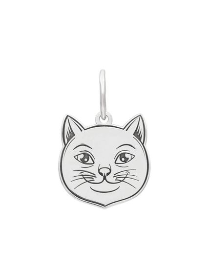 Кот подвеска из серебра 925 пробы, вид спереди