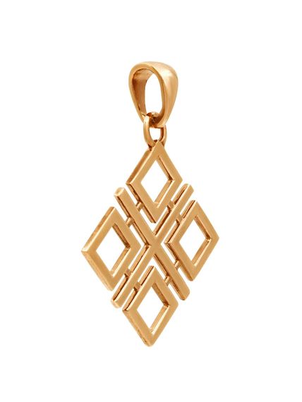 Фото Макошь оберег подвеска из серебра с позолотой, вид сбоку.