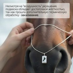 Подвеска Лошадь в прямоугольнике - кулон из серебра 925 пробы