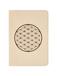 Обложка для паспорта Цветок жизни бело молочная кожа